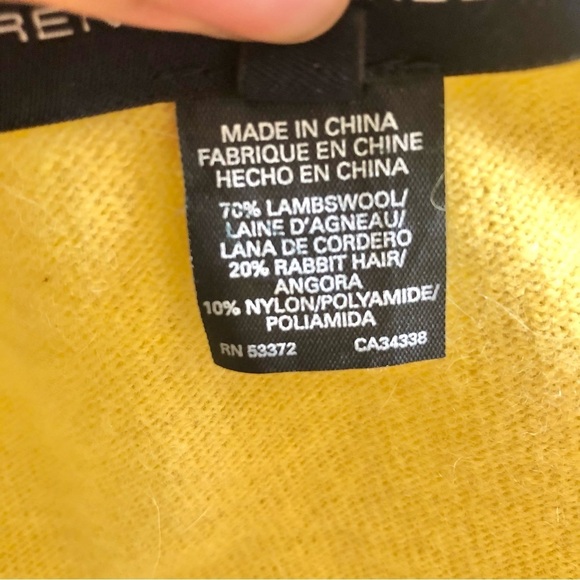 French Connection Yellow Lambswool & Rabbit Hair Crocket Detail Wrap Top Small - Picture 7 of 7